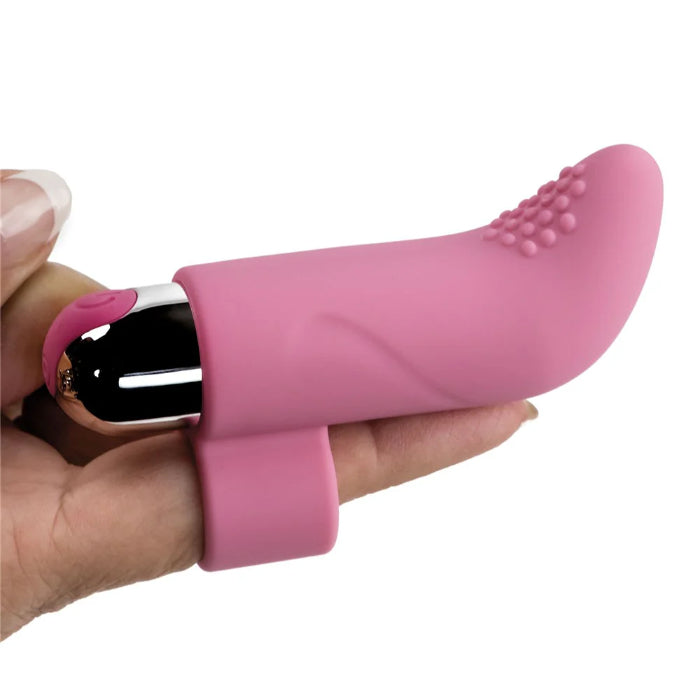 Adam & Eve Curved Tip Silicone Rechargeable Finger Vibe With Removable Bullet