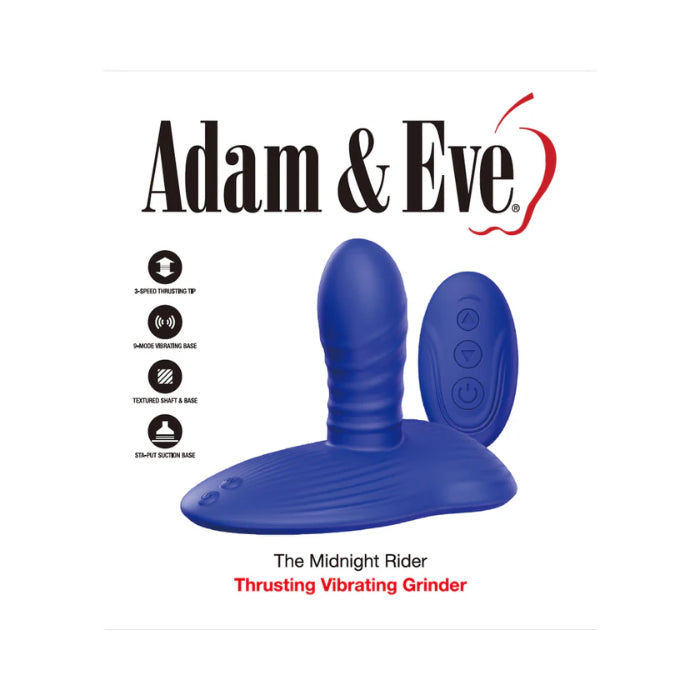 Adam & Eve The Midnight Rider Rechargeable Remote Control Vibrating And Thrusting Silicone Grinding Pad