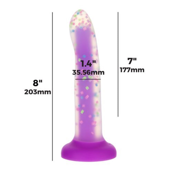 Addiction Rave Party Marty Glow-In-The-Dark Confetti Design Bendable Suction Cup Harness Compatible Dildo