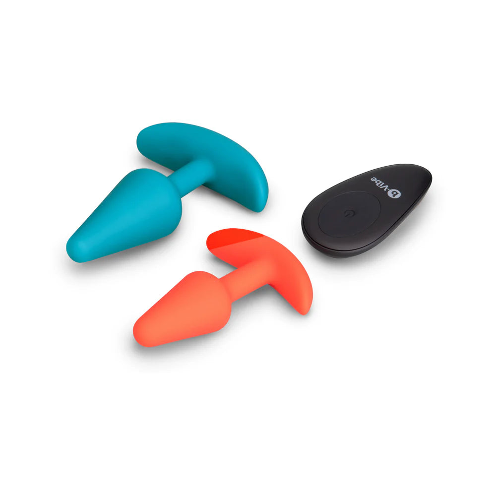 b-Vibe Butties Anal Training Remote Control Vibrating 2-Piece Plug Set Ideal For Long Term Wear