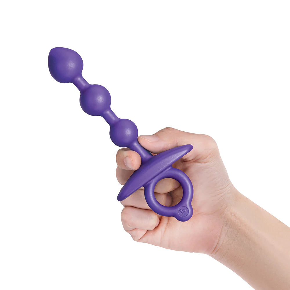 b-Vibe Butties Zip Flexible Silicone Graduated Size Anal Bead With Ergonomic Finger Ring