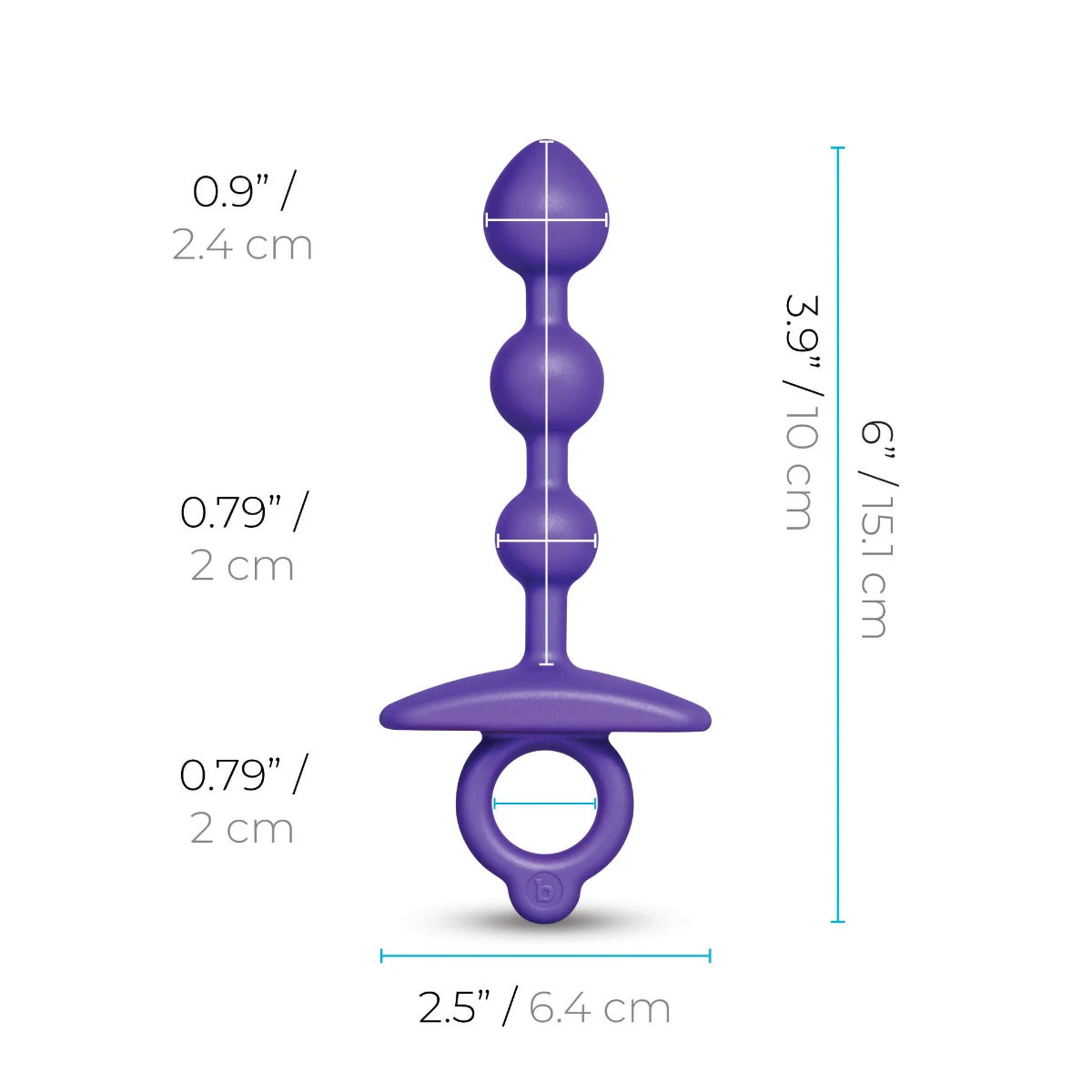 b-Vibe Butties Zip Flexible Silicone Graduated Size Anal Bead With Ergonomic Finger Ring