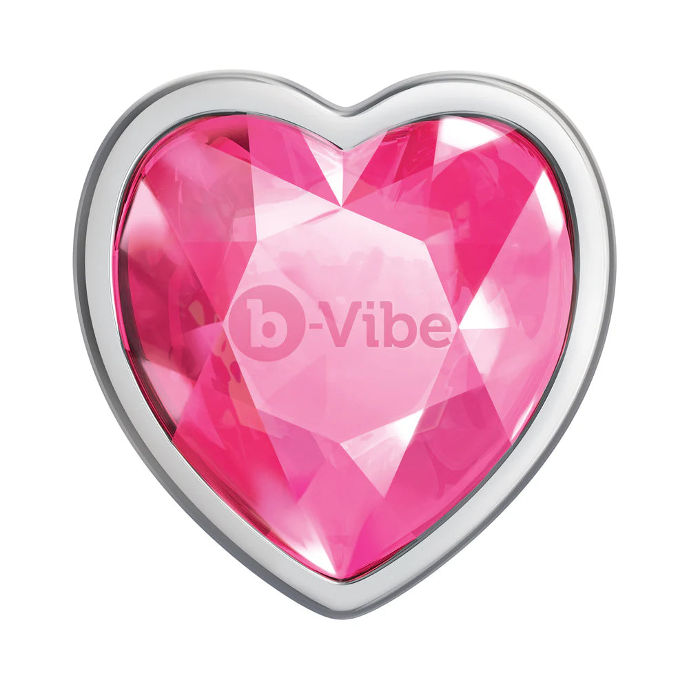 b-Vibe Jewel Metal Training Butt Plug Set with Heart-Shaped Pink Jewel Base