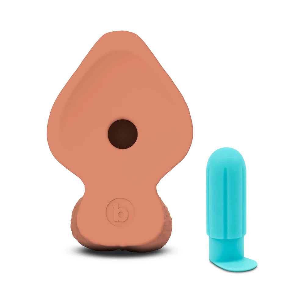 b-Vibe Slipskin Hyper Realistic Girthy Harnessable Silicone Inch Dildo With Removable Bullet