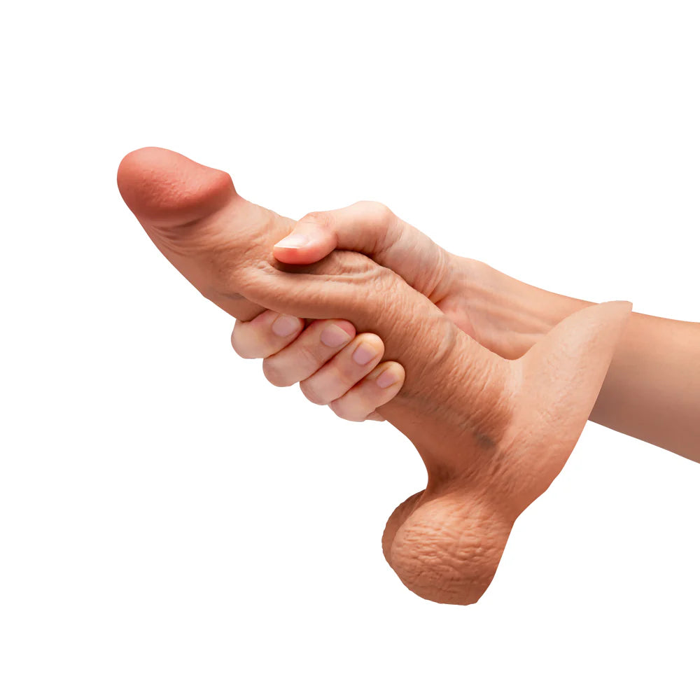b-Vibe Slipskin Hyper Realistic Girthy Harnessable Silicone Inch Dildo With Removable Bullet