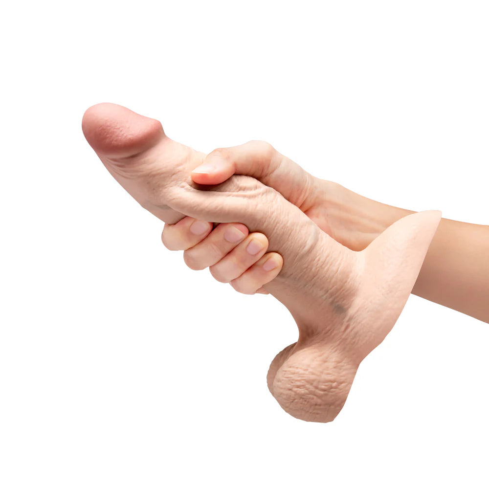 b-Vibe Slipskin Hyper Realistic Girthy Harnessable Silicone Inch Dildo With Removable Bullet