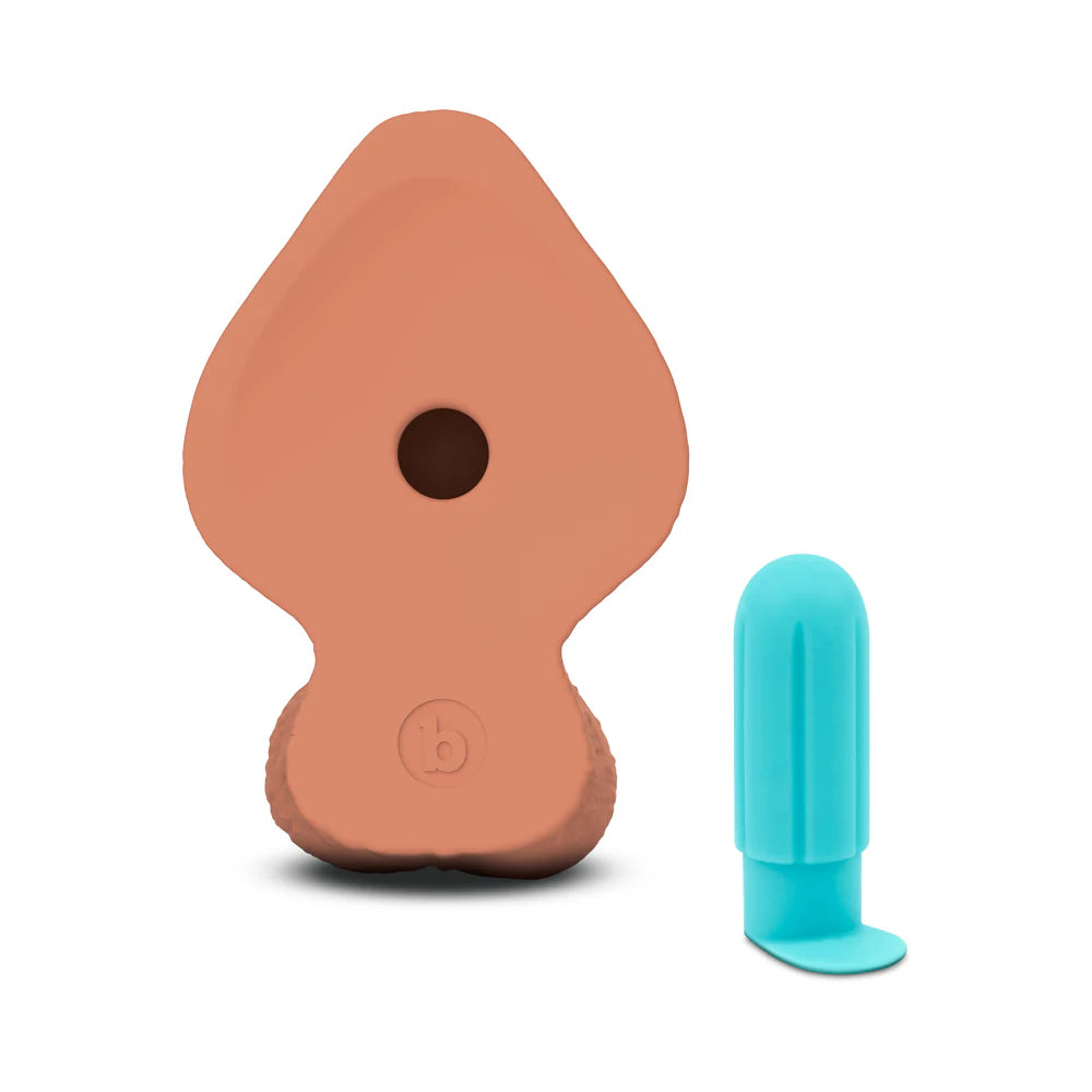b-Vibe Slipskin Hyper Realistic Girthy Harnessable Silicone Inch Dildo With Removable Bullet