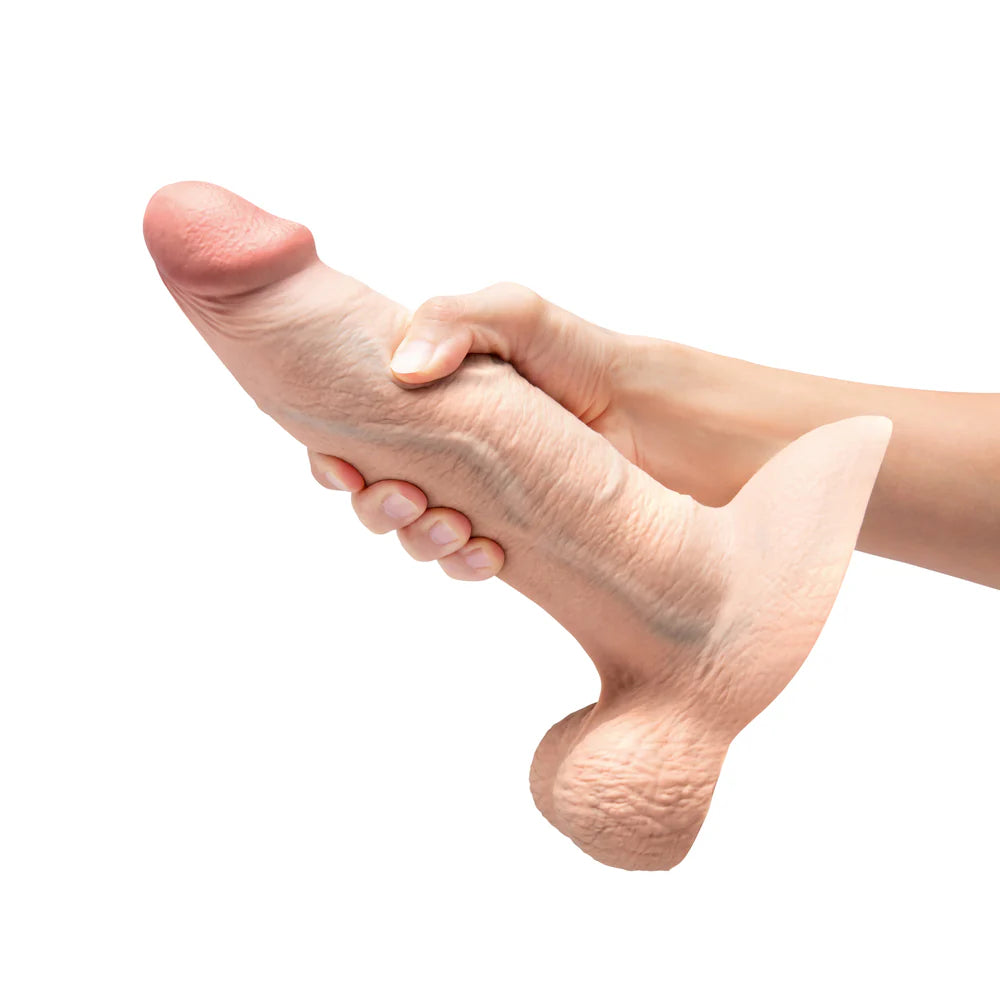 b-Vibe Slipskin Hyper Realistic Girthy Harnessable Silicone Inch Dildo With Removable Bullet