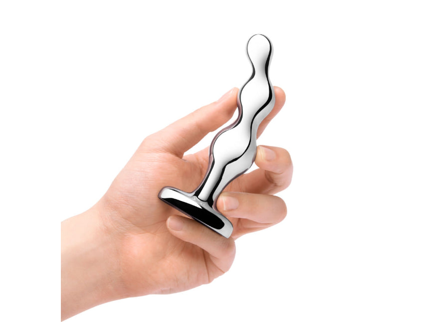 b-Vibe Stainless Steel Weighted Curved Anal Bead Shaped Plug