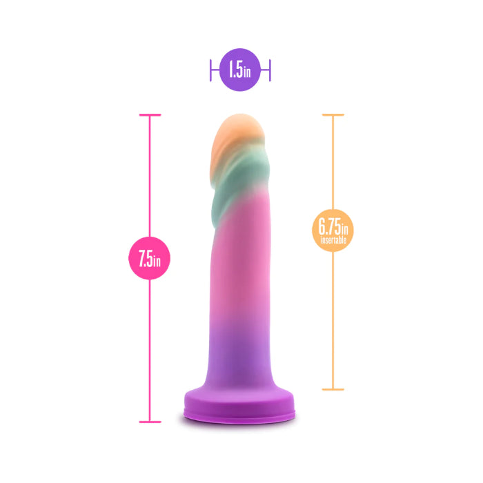 Blush Avant Sunrise Gaze Textured Liquid Silicone Suction Cup Harnessable Dildo