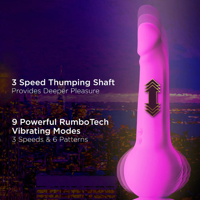 Blush Impressions New York Gyroquake Rechargeable Rumbly Thumping Silicone Suction Cup Dildo