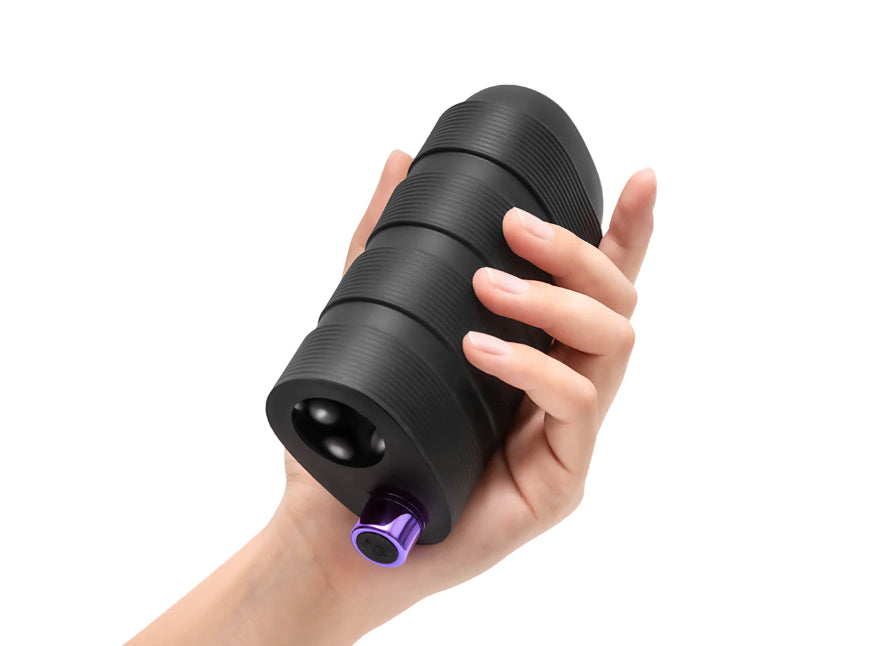 Blush M Elite Platinum Strok Rechargeable Vibrating Open Ended Liquid Silicone Stroker