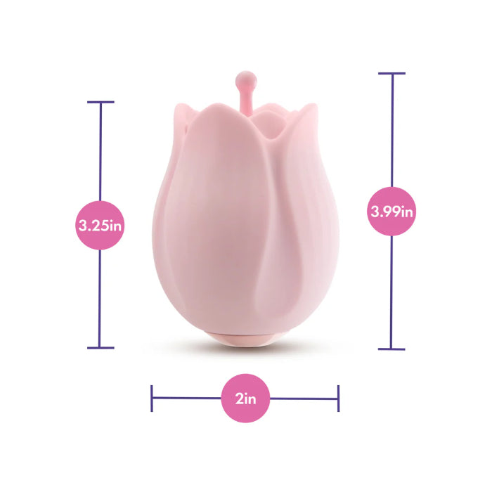 Blush Play With Me Romantic Rose Rechargeable Flicking Stimulator With Three Different Textured Attachments
