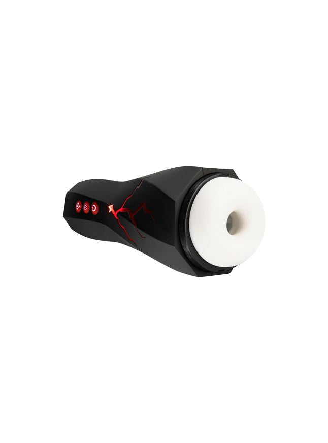 Blush Storm Ribbed Powerful Rechargeable Vibrating Masturbator with Suction and Moaning Track