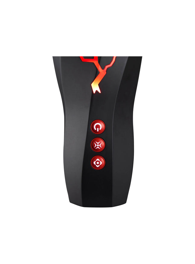 Blush Storm Ribbed Powerful Rechargeable Vibrating Masturbator with Suction and Moaning Track