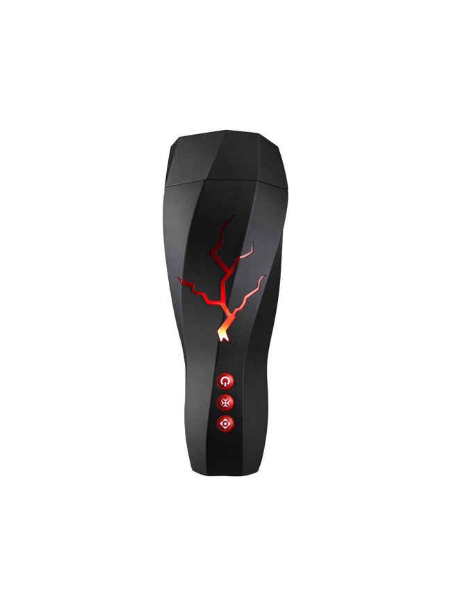 Blush Storm Ribbed Powerful Rechargeable Vibrating Masturbator with Suction and Moaning Track
