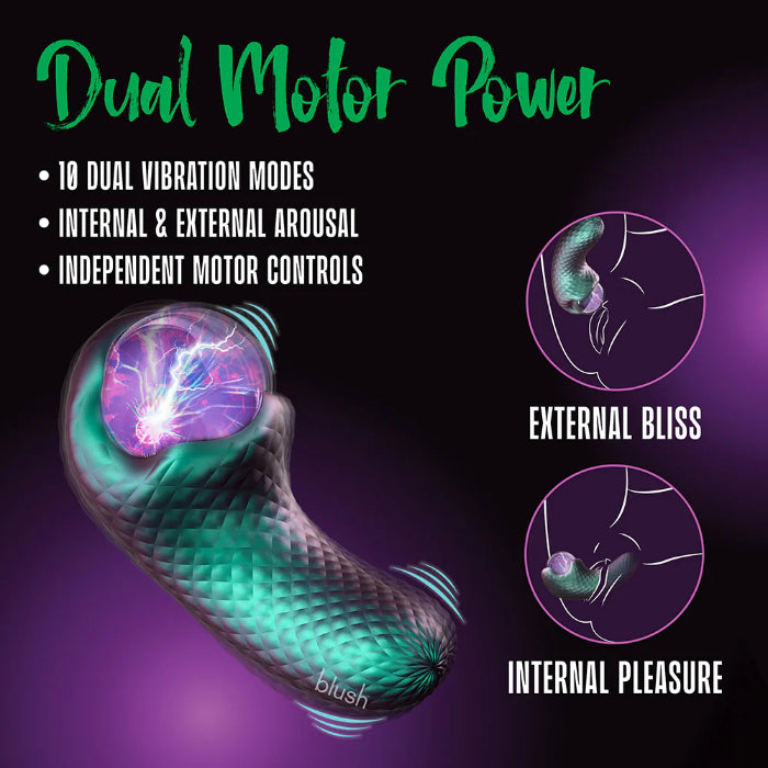 Blush Temptasia Enchanted Serpent Rechargeable Dual Motor Pulse Vibrator With Plasma Globe