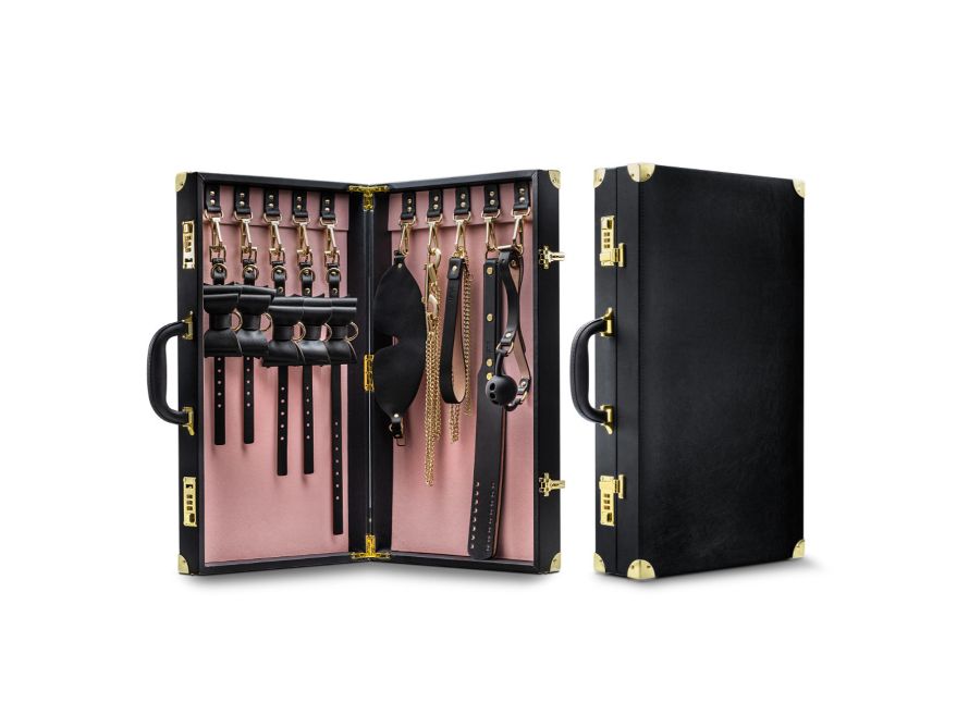 Blush Temptasia Safe Word Vegan Leather 10 Piece Bow Tie Detail Bondage Kit with Locking Suitcase