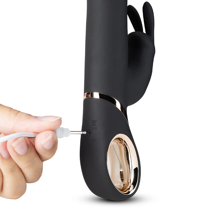 Blush Victoria Rechargeable Rotating Silicone Dual Stimulating Rabbit Style Vibrator With Ergonomic Handle