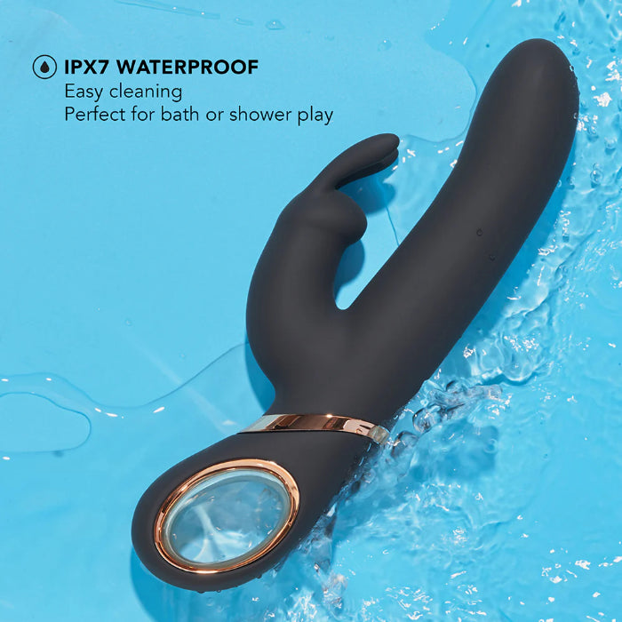 Blush Victoria Rechargeable Rotating Silicone Dual Stimulating Rabbit Style Vibrator With Ergonomic Handle