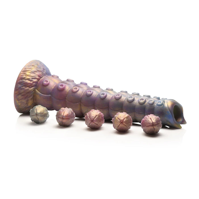 Creature Cocks Deep Invader Tentacle Textured Extra Large Ovipositor Fantasy Shaped Harnessable Dildo with Silicone Eggs