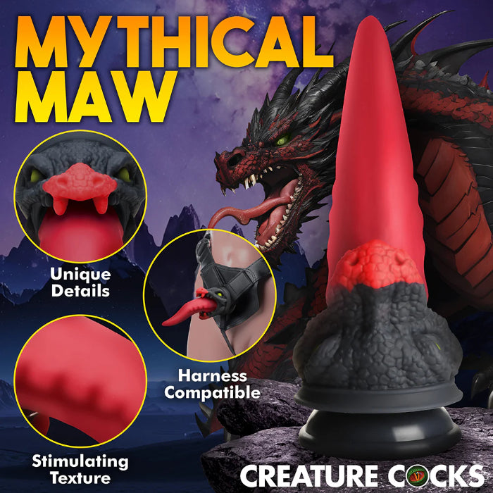 Creature Cocks Dragon Roar Silicone Dragon Tongue Fantasy Shaped Harnessable Dildo With Suction Cup