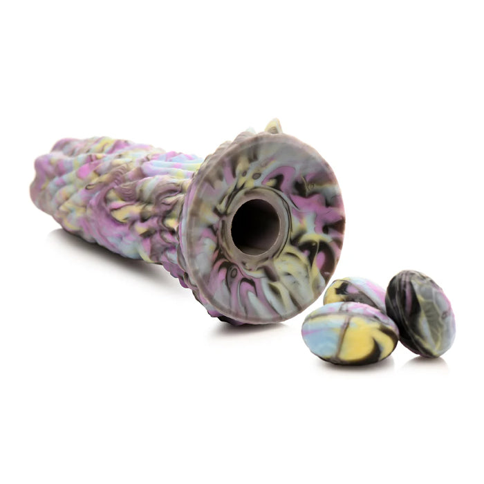 Creature Cocks Dragon Spawn Dragon Silicone Ovipositor Dildo Textured Fantasy Shaped Harnessable Silicone Dildo with Silicone Eggs