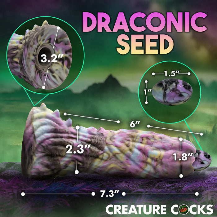 Creature Cocks Dragon Spawn Dragon Silicone Ovipositor Dildo Textured Fantasy Shaped Harnessable Silicone Dildo with Silicone Eggs