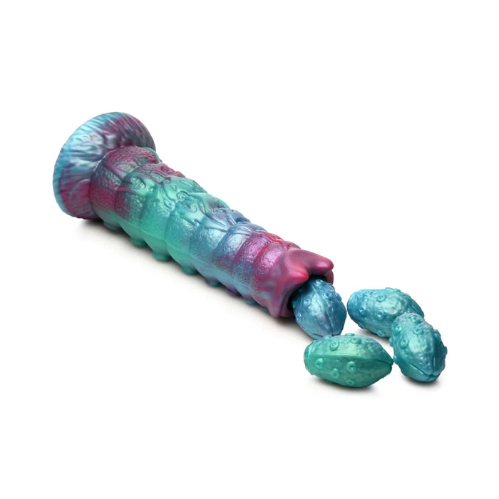 Creature Cocks Galactic Silicone Ovipositor Dildo Tentacle Textured Fantasy Shaped Harnessable Silicone Dildo with Silicone Eggs