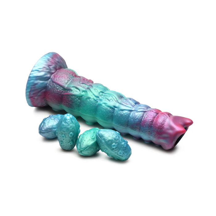 Creature Cocks Galactic Silicone Ovipositor Dildo Tentacle Textured Fantasy Shaped Harnessable Silicone Dildo with Silicone Eggs