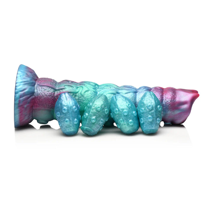 Creature Cocks Galactic Silicone Ovipositor Dildo Tentacle Textured Fantasy Shaped Harnessable Silicone Dildo with Silicone Eggs
