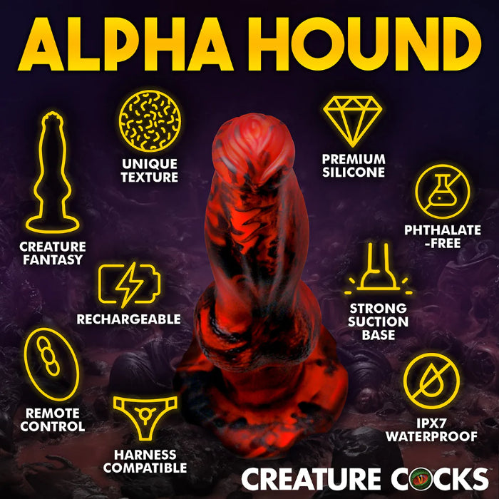 Creature Cocks Hell Wolf Remote Control Thrusting And Vibrating Silicone Fantasy Shaped Harnessable Dildo With Suction Cup