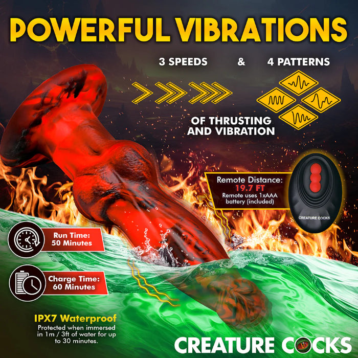 Creature Cocks Hell Wolf Remote Control Thrusting And Vibrating Silicone Fantasy Shaped Harnessable Dildo With Suction Cup