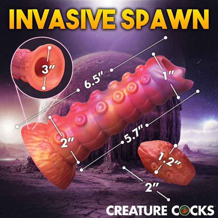 Creature Cocks Nymphoid Tentacle Textured Ovipositor Fantasy Shaped Harnessable Dildo with Silicone Eggs