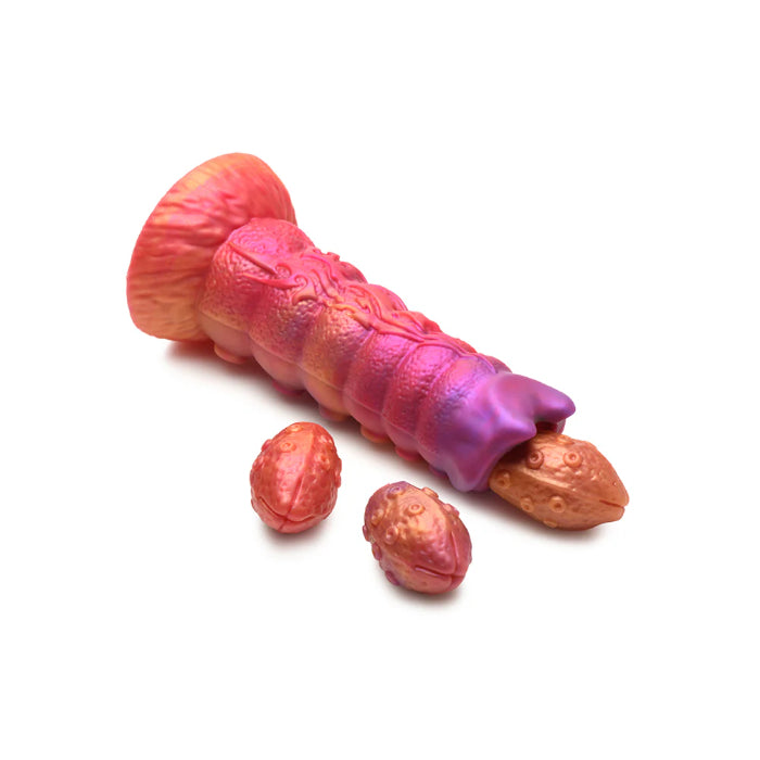 Creature Cocks Nymphoid Tentacle Textured Ovipositor Fantasy Shaped Harnessable Dildo with Silicone Eggs
