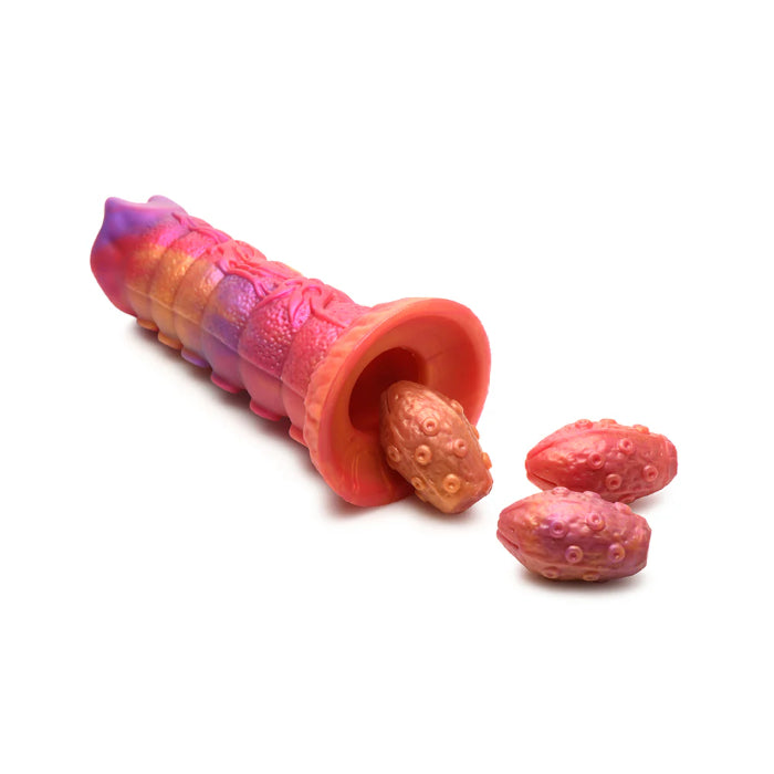 Creature Cocks Nymphoid Tentacle Textured Ovipositor Fantasy Shaped Harnessable Dildo with Silicone Eggs