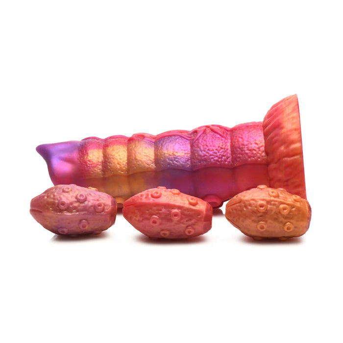 Creature Cocks Nymphoid Tentacle Textured Ovipositor Fantasy Shaped Harnessable Dildo with Silicone Eggs