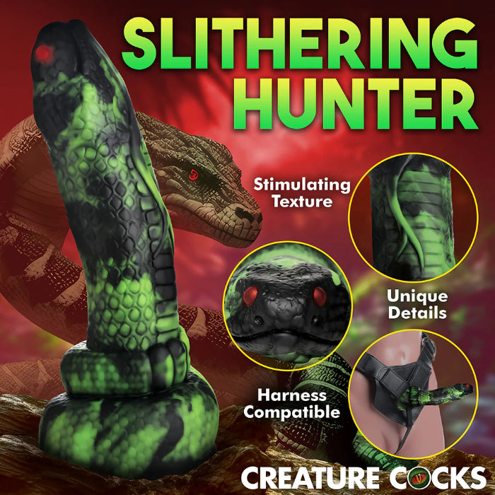 Creature Cocks Python Snake Shaped Girthy Fantasy Harnessable Silicone Dildo with Suction Cup