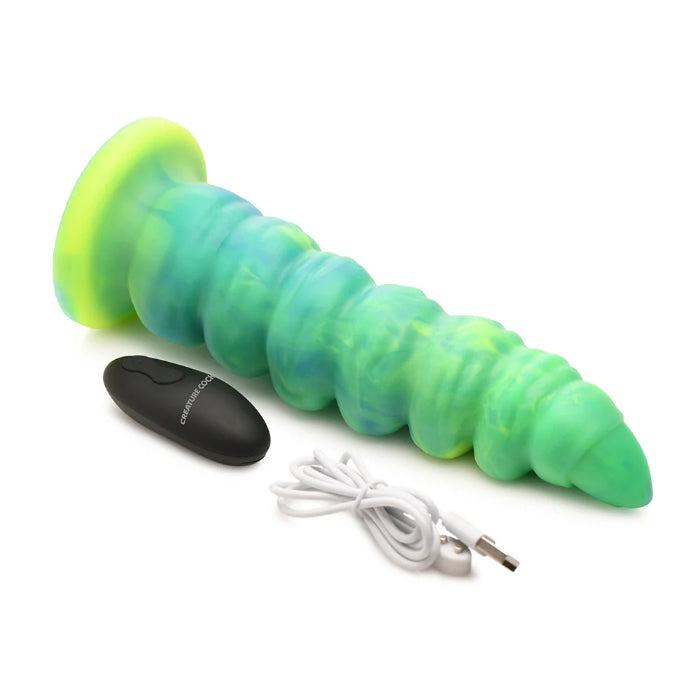 Creature Cocks Squirmer Remote Control Thrusting And Vibrating Silicone Fantasy Shaped Harnessable Dildo With Suction Cup