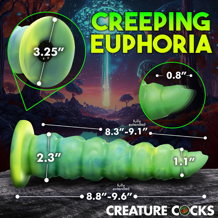 Creature Cocks Squirmer Remote Control Thrusting And Vibrating Silicone Fantasy Shaped Harnessable Dildo With Suction Cup