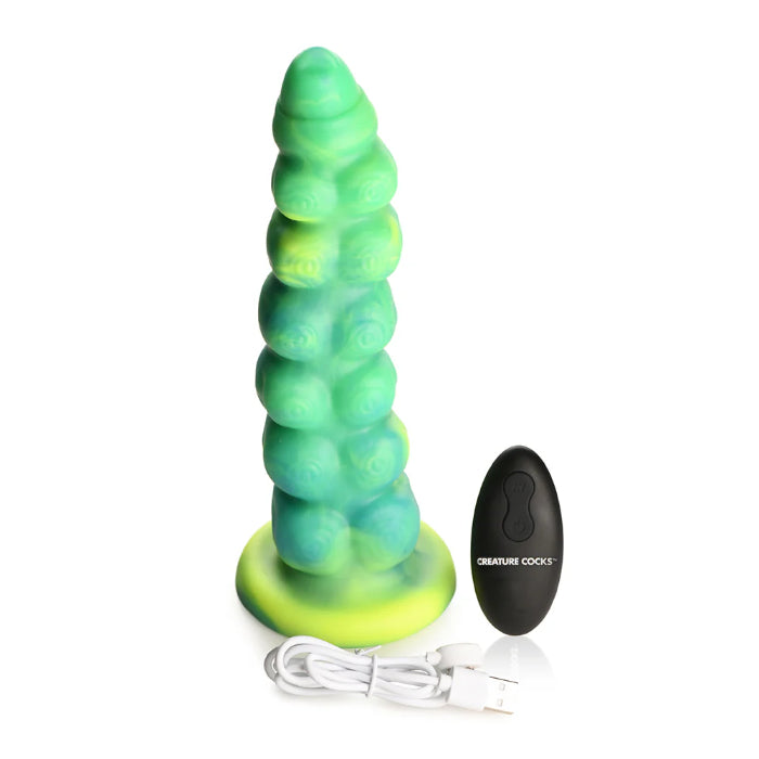 Creature Cocks Squirmer Remote Control Thrusting And Vibrating Silicone Fantasy Shaped Harnessable Dildo With Suction Cup