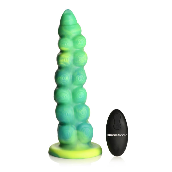 Creature Cocks Squirmer Remote Control Thrusting And Vibrating Silicone Fantasy Shaped Harnessable Dildo With Suction Cup