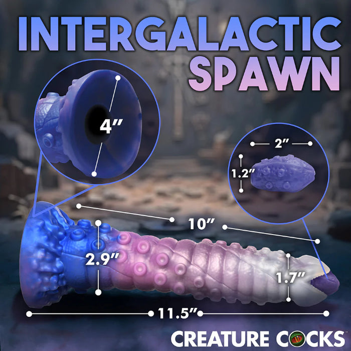 Creature Cocks Tenta-Queen Silicone Ovipositor Dildo Tentacle Textured Fantasy Shaped Harnessable Silicone Dildo with Silicone Eggs