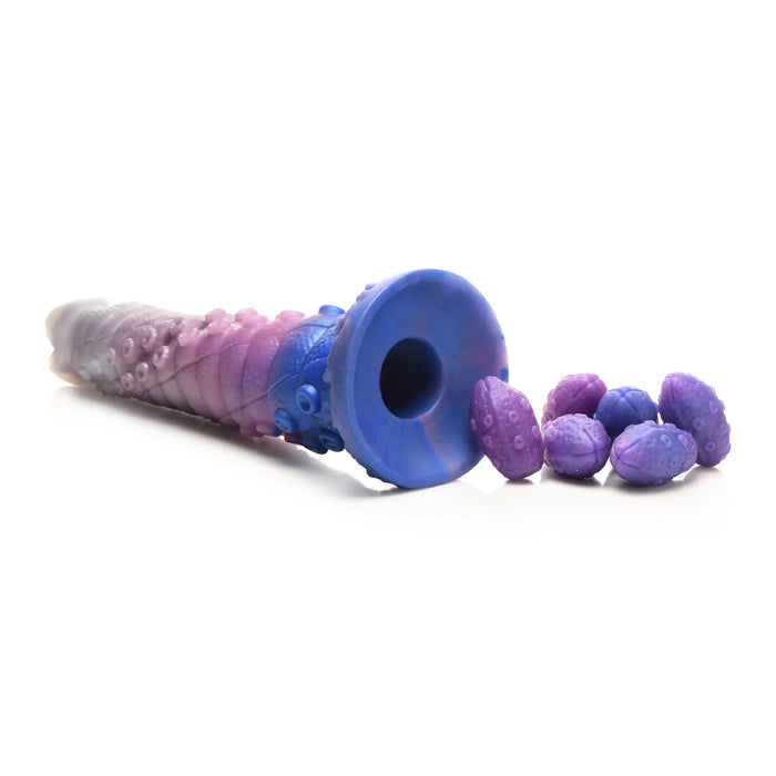 Creature Cocks Tenta-Queen Silicone Ovipositor Dildo Tentacle Textured Fantasy Shaped Harnessable Silicone Dildo with Silicone Eggs