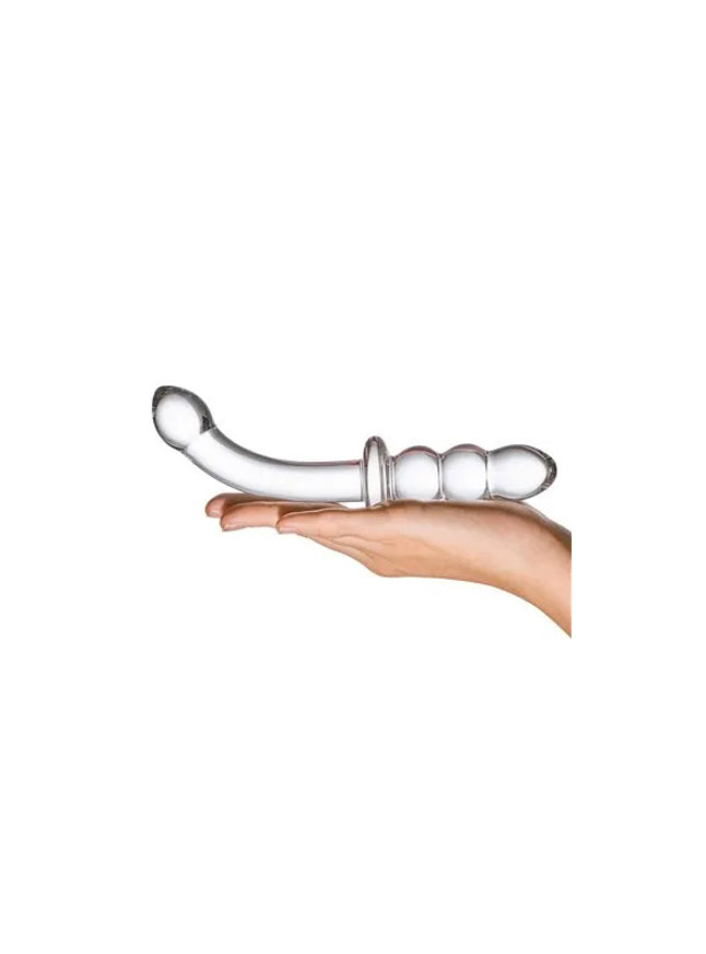 Curved Dual Ended Beaded Glass Dildo