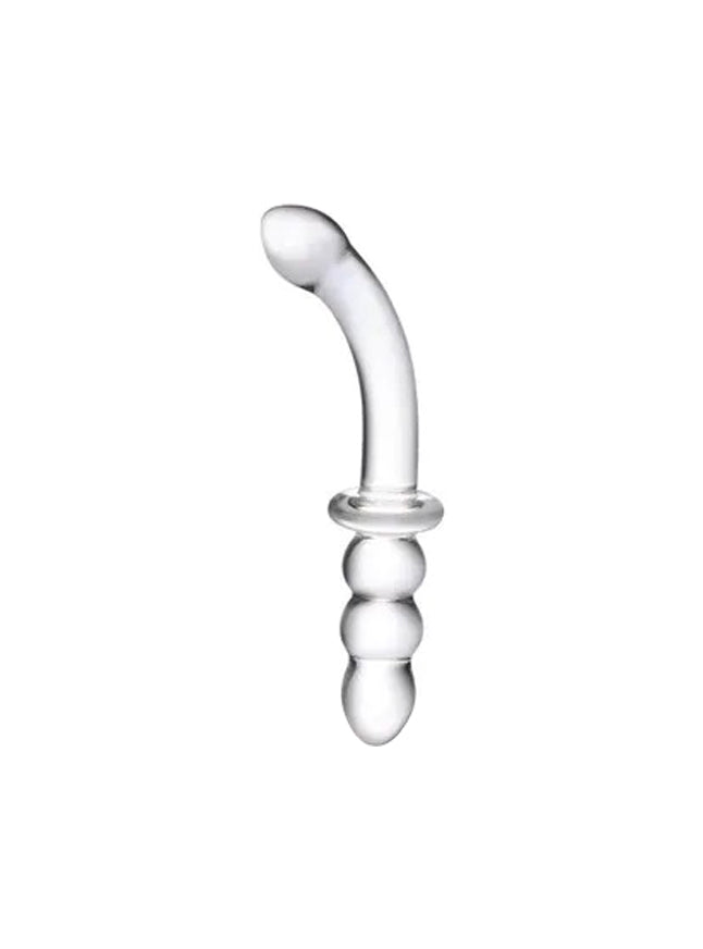 Curved Dual Ended Beaded Glass Dildo