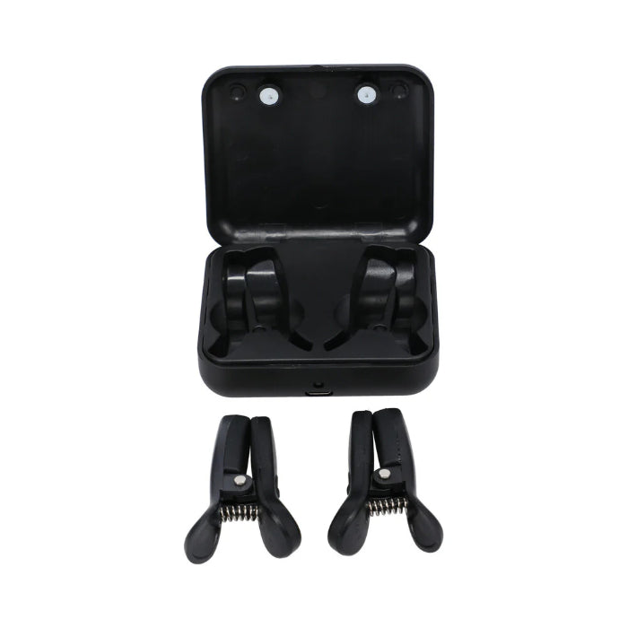 Doc Johnson Merci Vibro Grippers Wireless Vibrating Nipple Clamps with Rechargeable Case