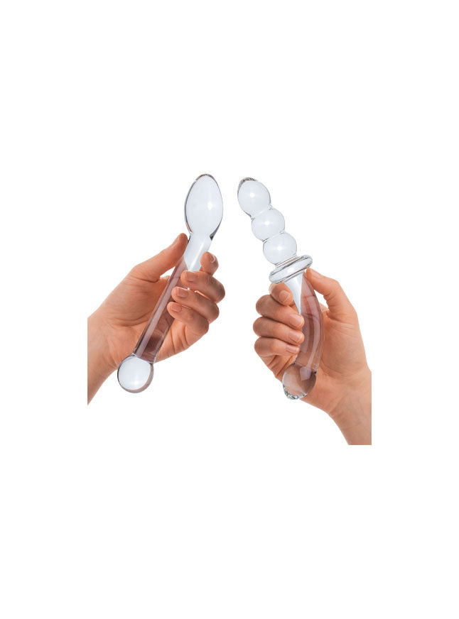 Double Pleasure Glass G-Spot Dildo 2-Piece Set