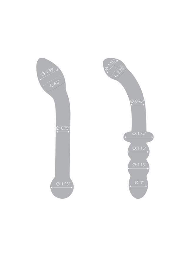 Double Pleasure Glass G-Spot Dildo 2-Piece Set