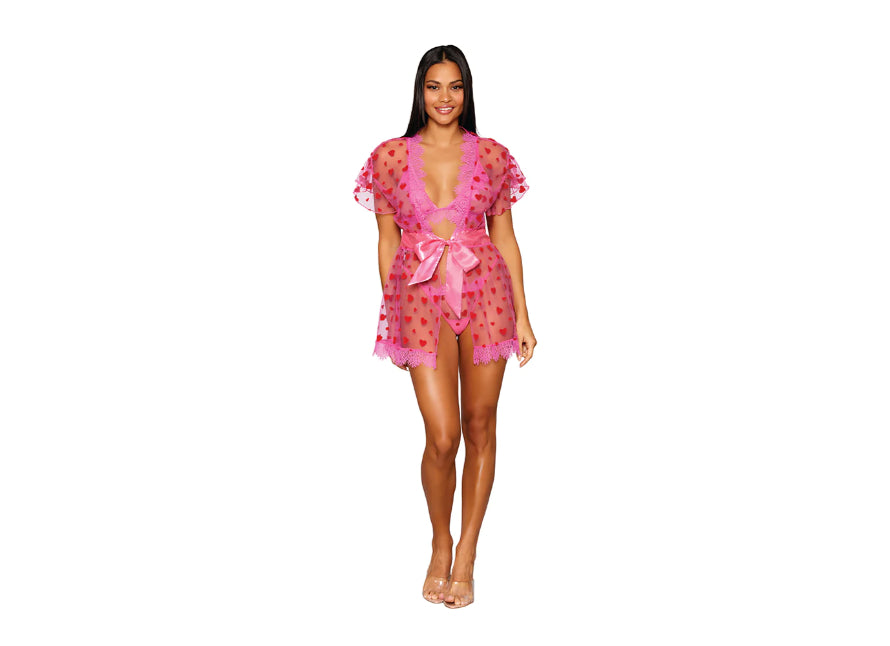 Dreamgirl Robe, Bralette & G-String Set
